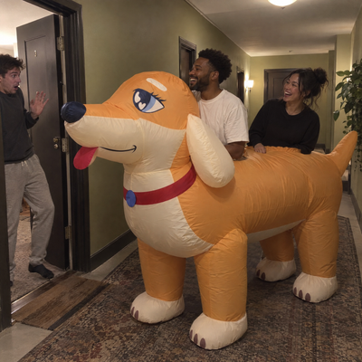 SpottyWagon Dachshund inflatable 2-person dog costume