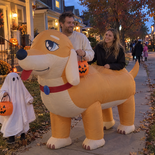 SpottyWagon Dachshund inflatable 2-person dog costume