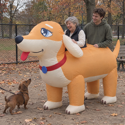 SpottyWagon Dachshund inflatable 2-person dog costume