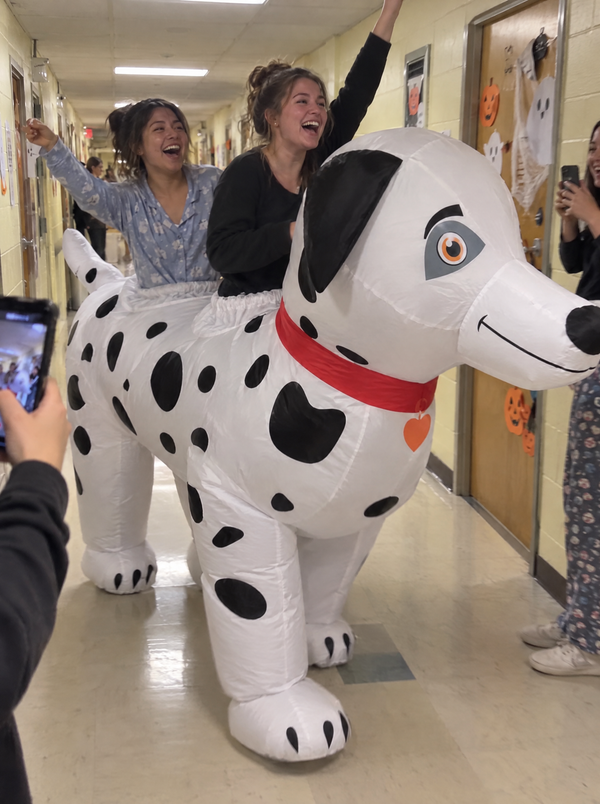 SpottyWagon inflatable 2-person dog costume
