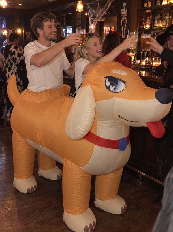 SpottyWagon Dachshund inflatable 2-person dog costume